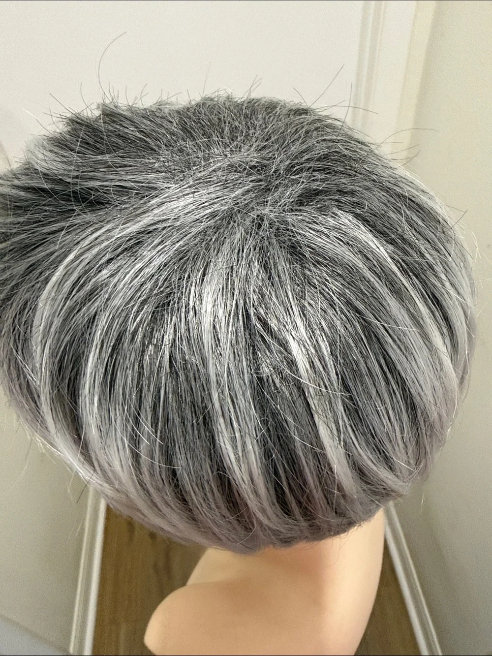 HAIR Pixie Cut with Bangs Free Part Silver/Gray/White